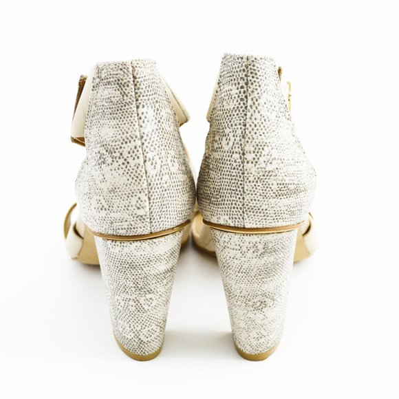 Ann Taylor Leather Strappy Snake Skin Heeled Sandals #123-1499 - Picture 4 of 5